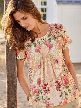 Soft Surroundings Floral Cusabo Blouse Size Large